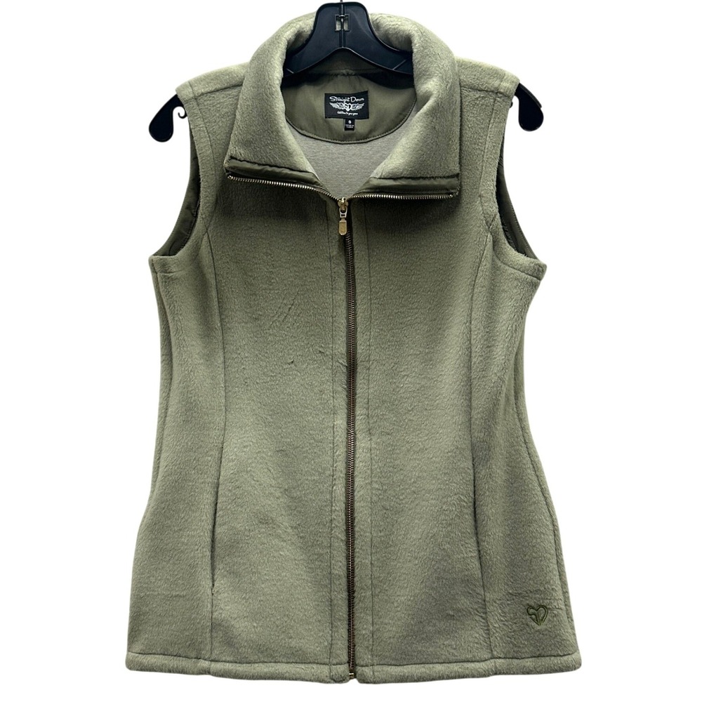 Straight Down Fleece Full Zip Vest Women Small Sage Green Gorpcore Golf Vest